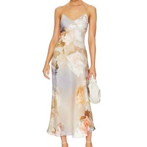 All Saints Bryony Rosalia Floral Slip Midi Dress in Pastel Bloom. Worn once